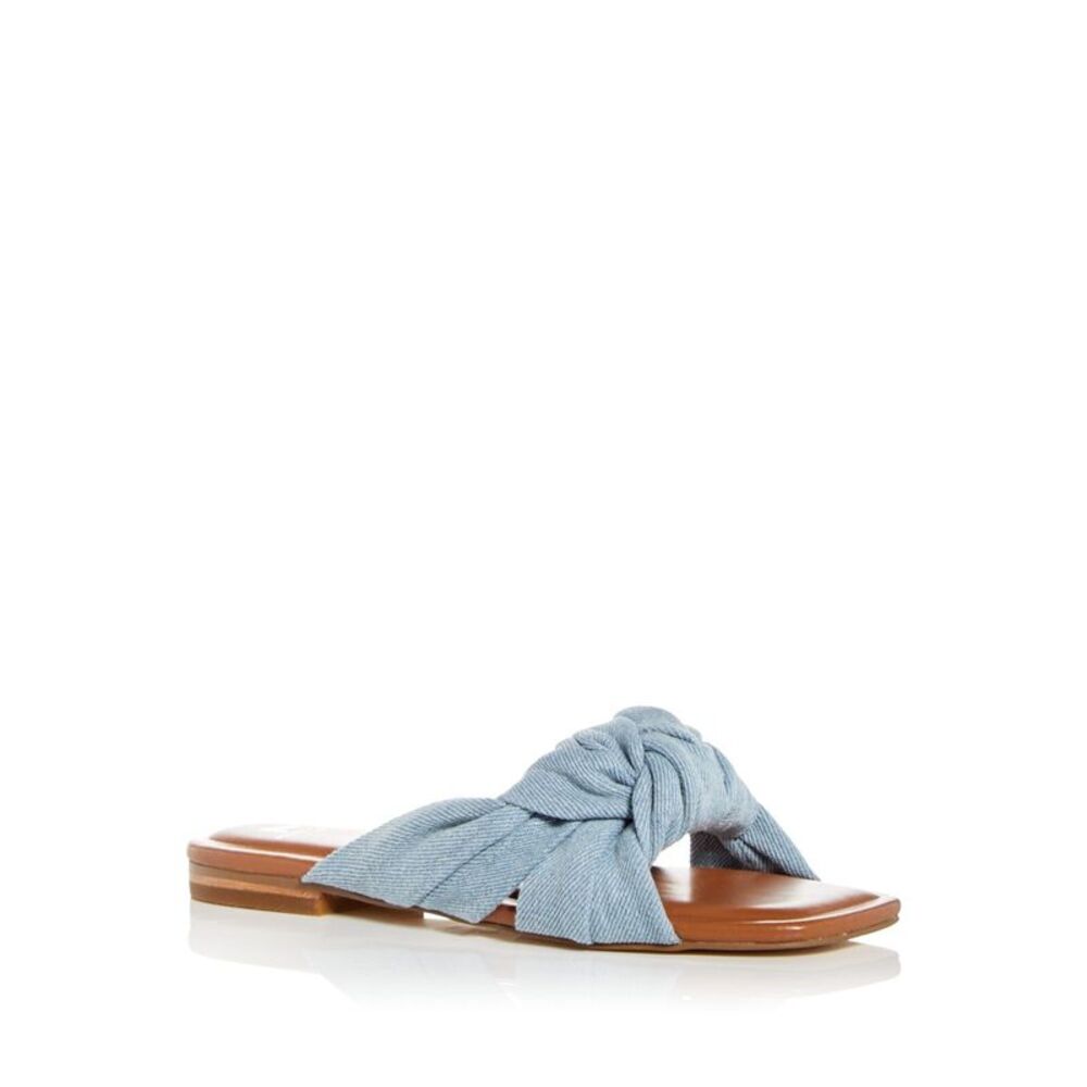 MARC FISHER Womens Blue Knot Farisa Square Toe Slip On Slide Sandals 5.5 M